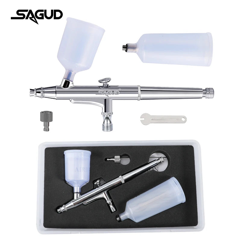 Airbrush Kit Dual Action 0.3mm with 20/40CC Cups for Nail Art and Cakes