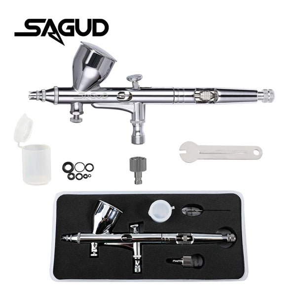 SAGUD Dual Action Gravity Airbrush with Wrench Connector and O-Ring Replacement Accessories