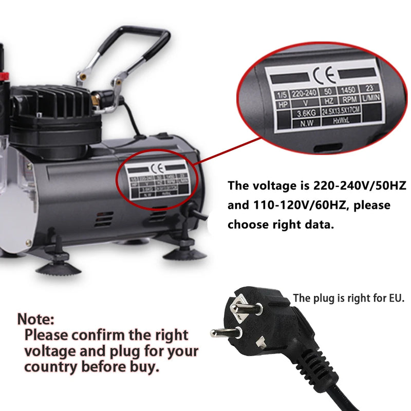 Air Compressor Airbrush Kit with 3 Professional Airbrush Sets (0.2/0.3mm Gravity & 0.8mm Siphon Feed) - Perfect for Painting