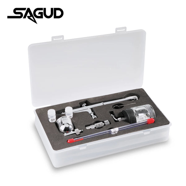 SAGUD Airbrush Pro Set Dual-Action Side Bowl Feed Airbrush with 0.2mm Nozzle Needle and Paint Glass Bottle for Nail Art, Cake Decorating, and Hobbies