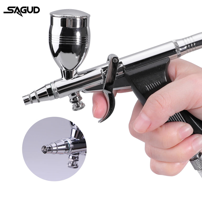 SAGUD Professional Airbrush Kit 0.3/0.5/0.8mm Nozzle Needle Accessories Suitable for Nail Art Tattoo Car Model Spray Painting