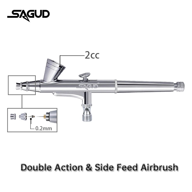 SAGUD Airbrush Model SD-135 0.2mm Multipurpose Dual-Action Gravity Feed Airbrush Set Kit