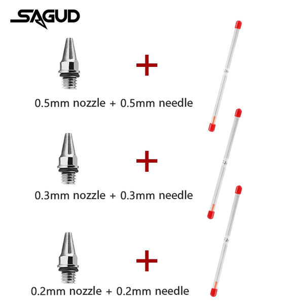 Airbrush Needle and Nozzle Repair Tool Kit 3PCS (0.2/0.3/0.5mm) - Replacement Accessories for Airbrush