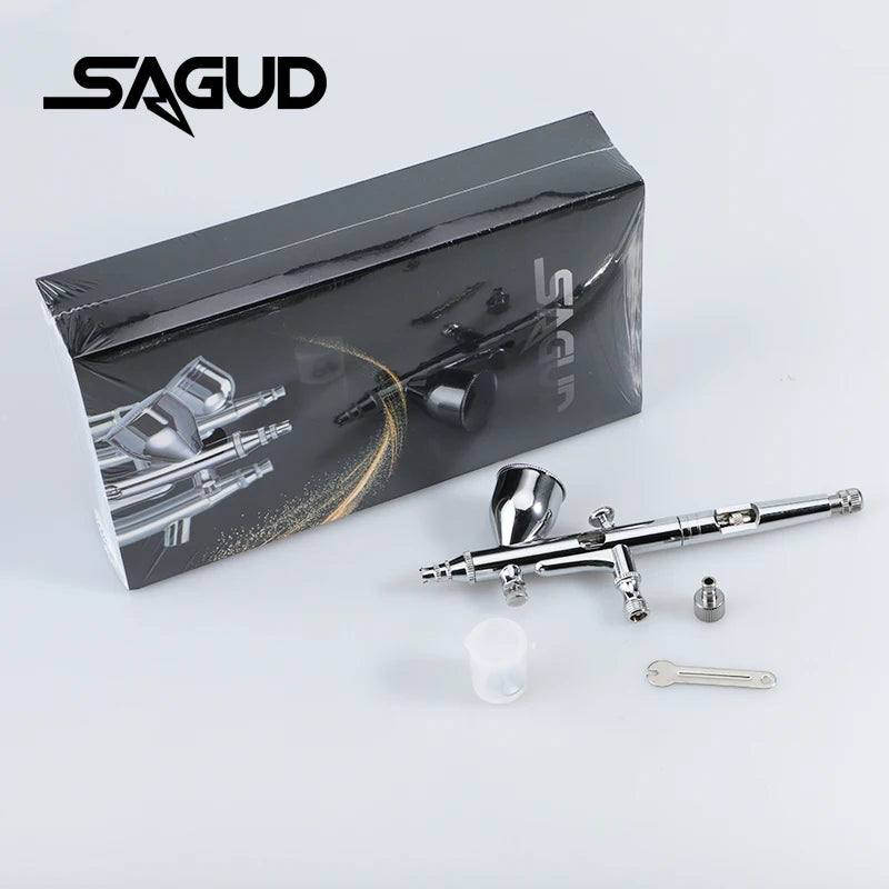 SAGUD Dual Action Gravity Airbrush with Wrench Connector and O-Ring Replacement Accessories